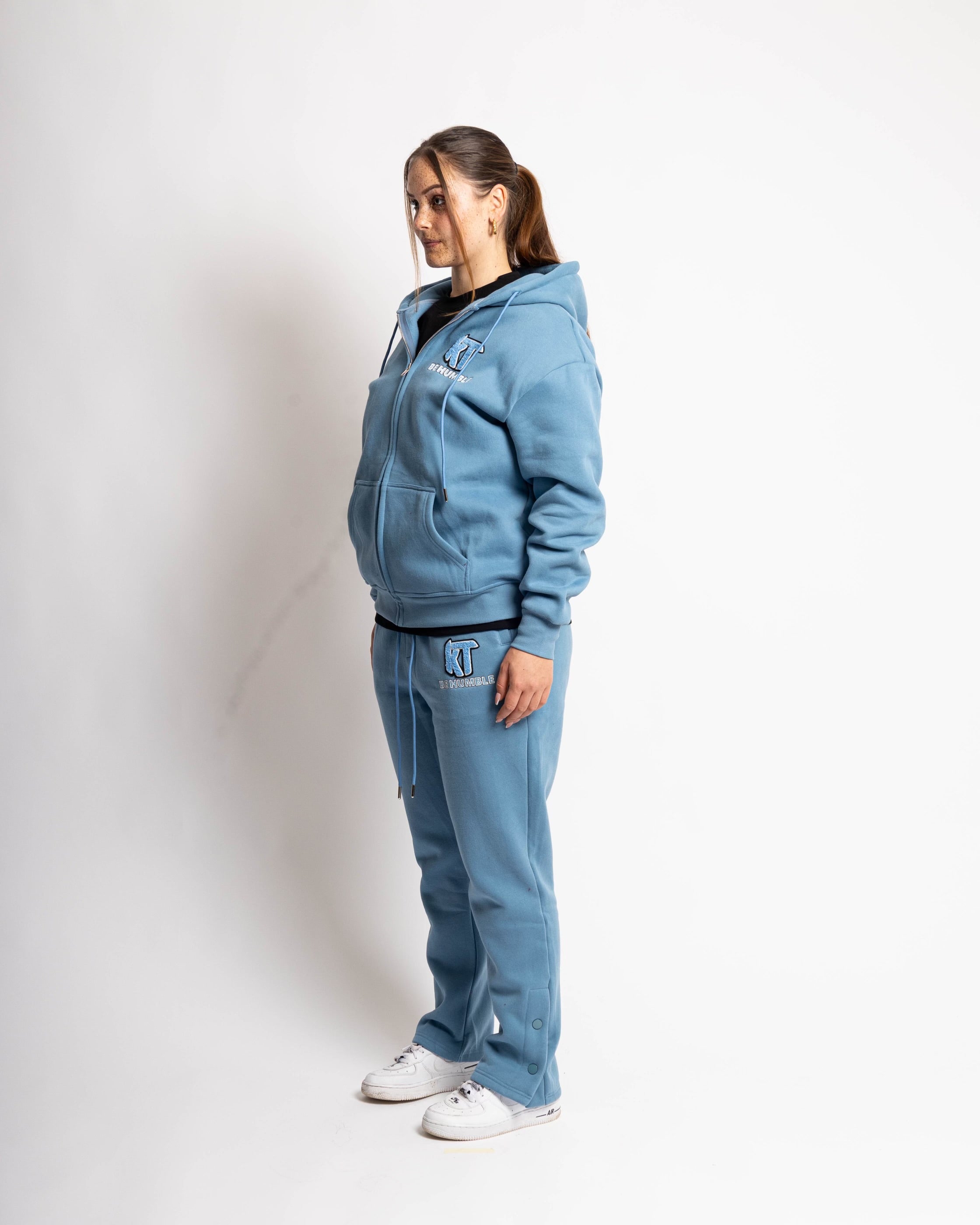 Baby Blue Zip-up Hoodie Flair Tracksuit. - KTbehumble