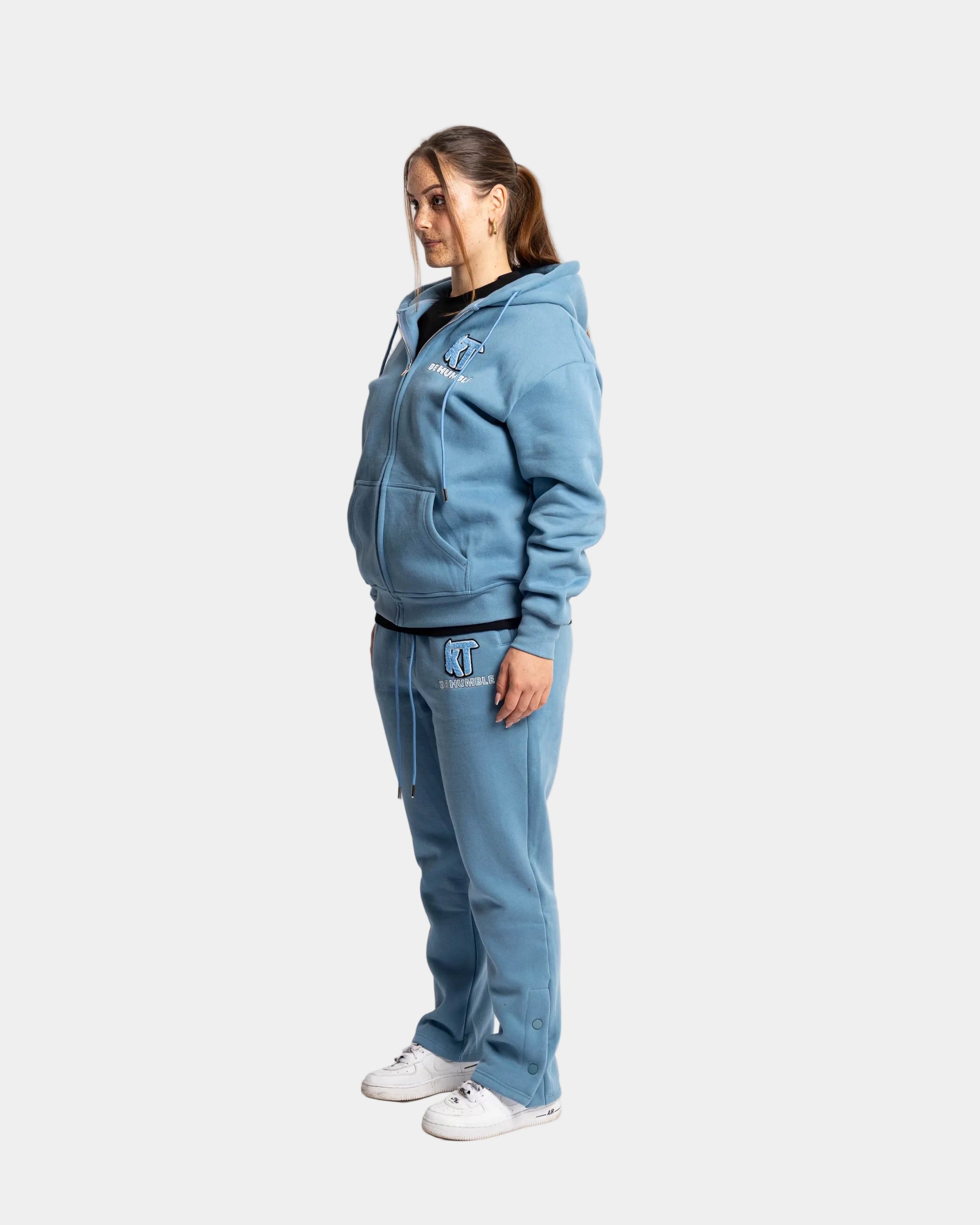 Baby Blue Zip-up Hoodie Flair Tracksuit. - KTbehumble