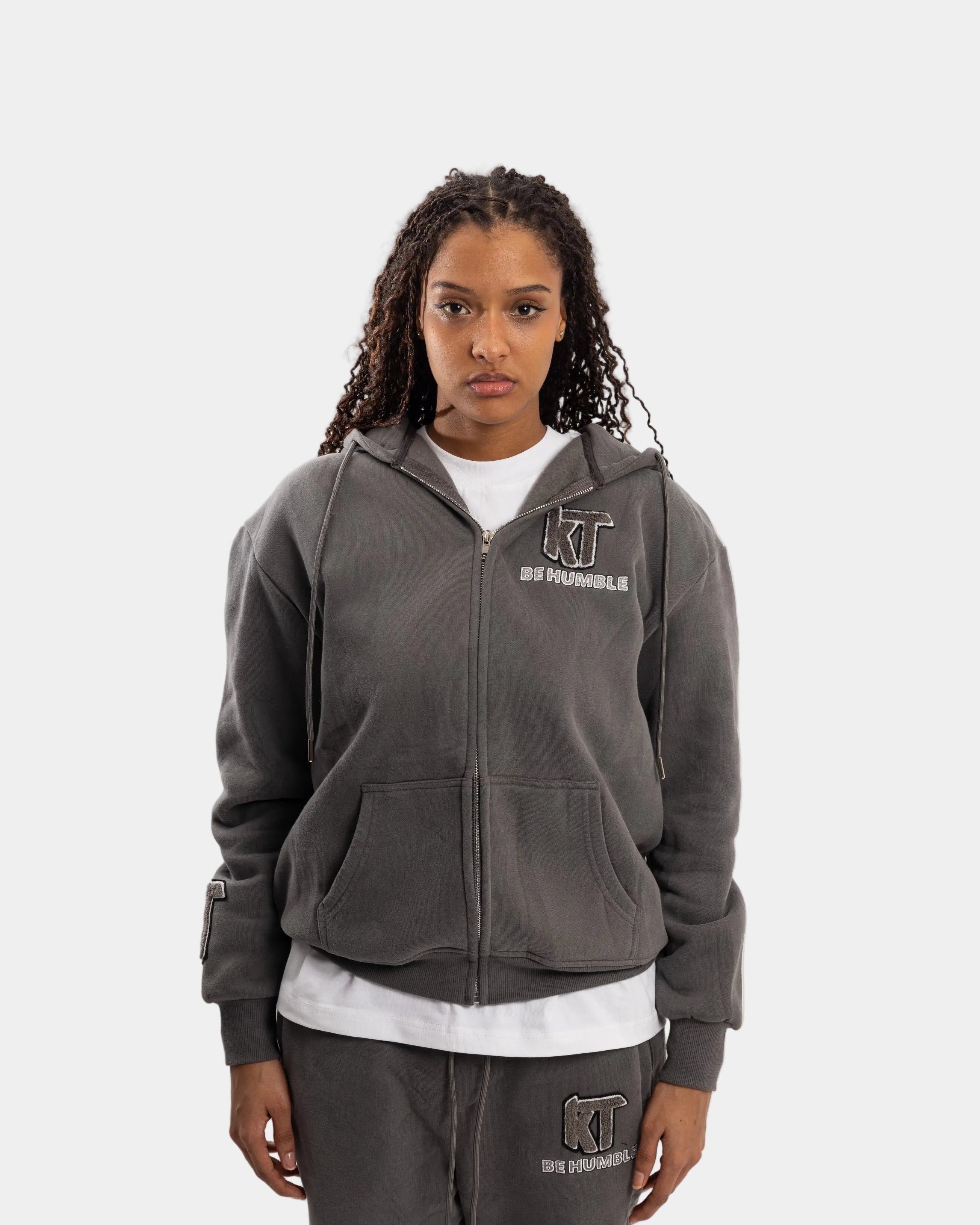 Grey Zip-up Hoodie Flair Tracksuit. - KTbehumble