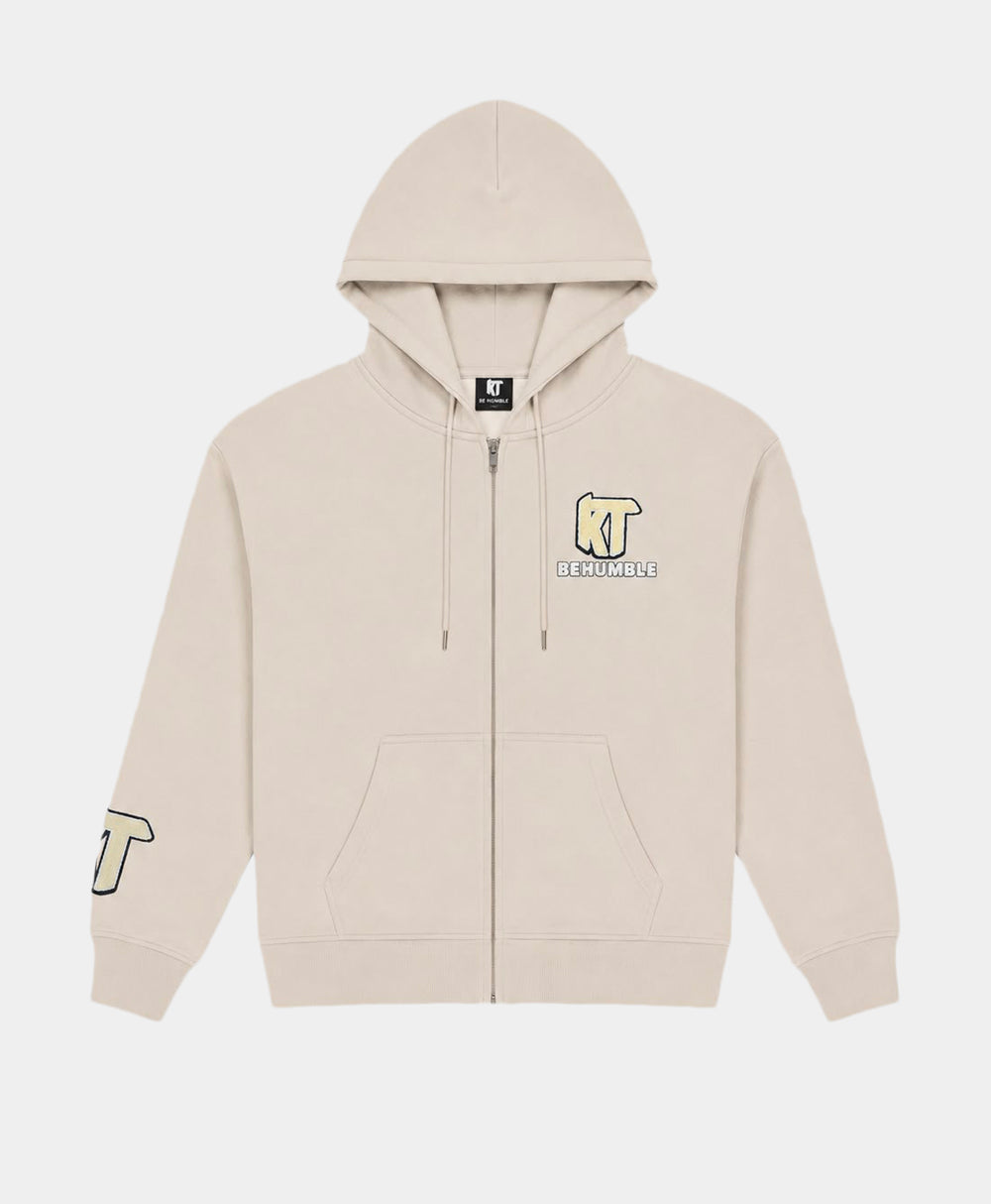 Fleece Zip Up Hoodie Beige