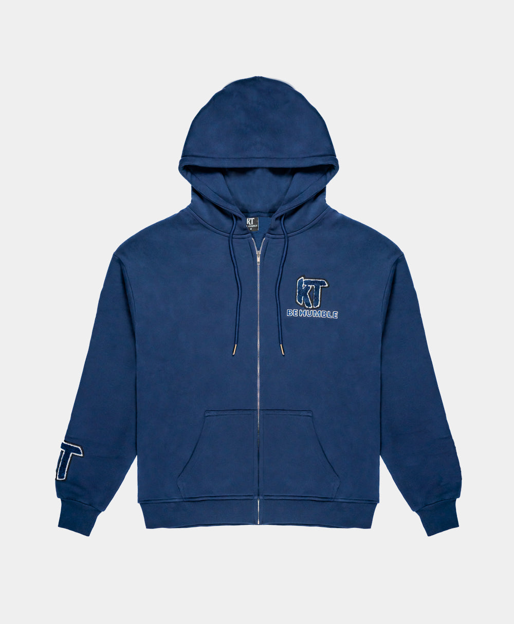Fleece Zip Up Hoodie Navy Blue