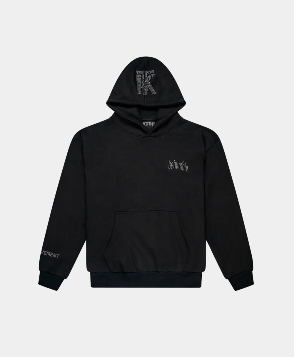 Rhinestone Hoodie Black Front