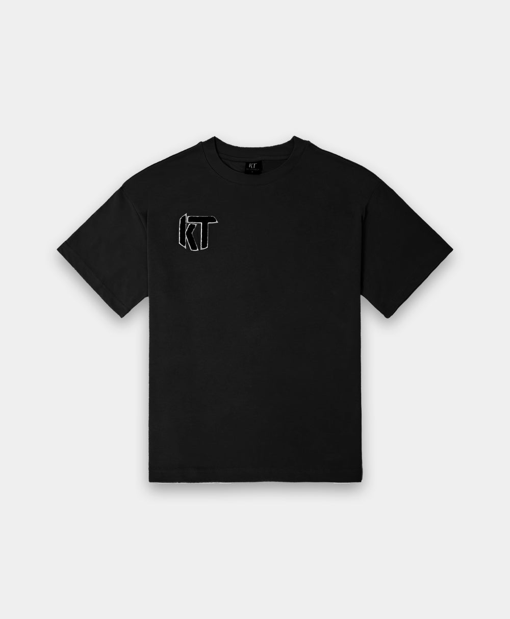Embroidered T-Shirt Black Front