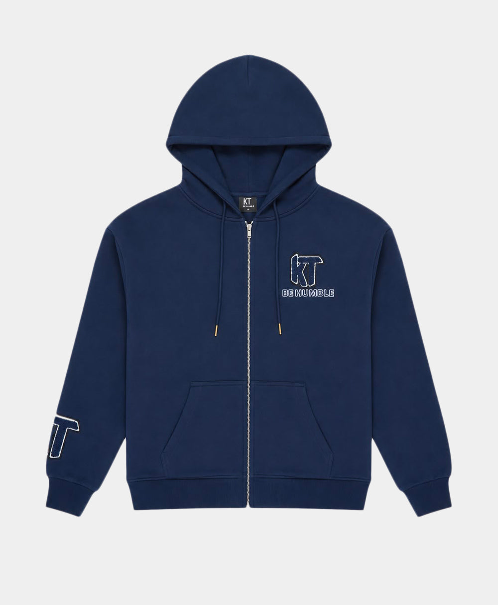 Fleece Zip Up Hoodie Navy Blue